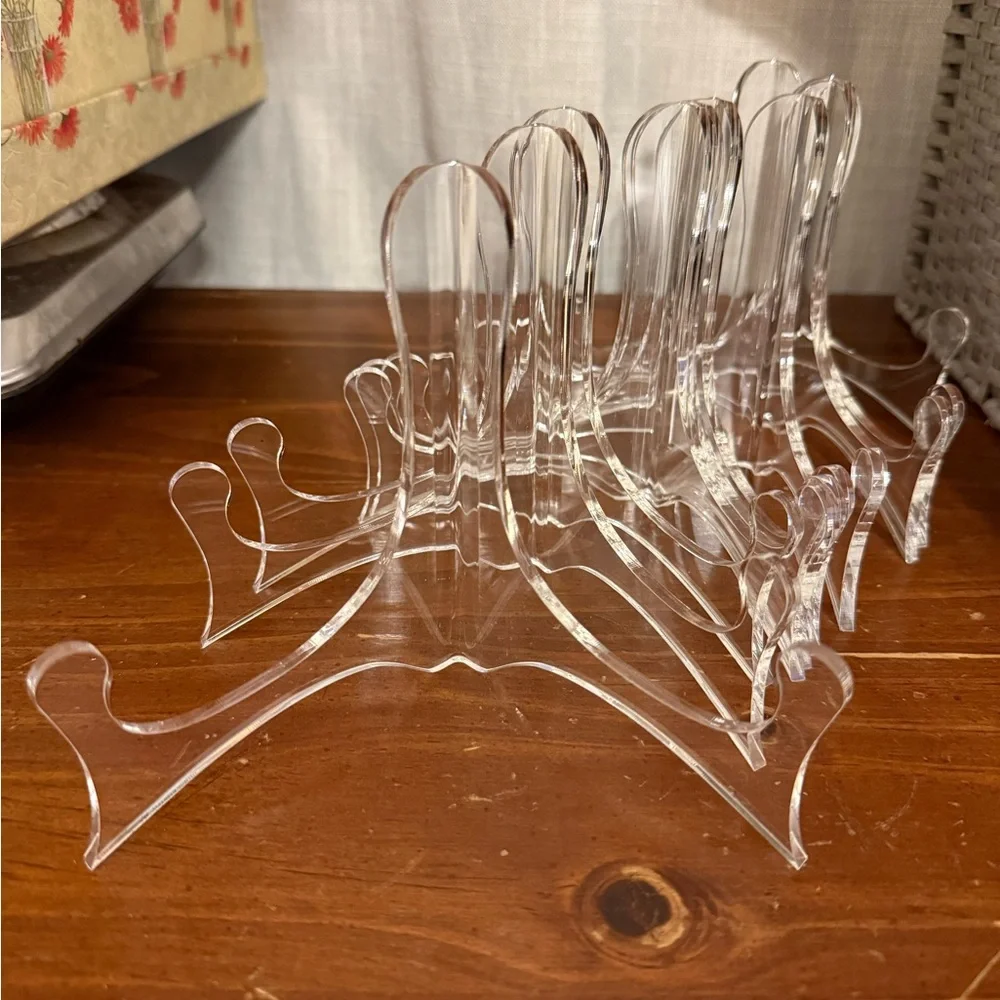 Set of 8 Clear Acrylic Plate Stands from The Container Store